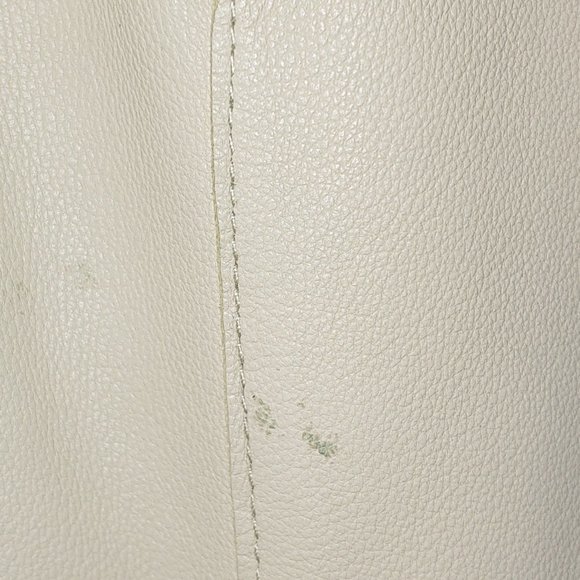 Tahari 100% Leather Blazer/Jacket Scalloped Trim Size 10 Cream - Picture 13 of 13